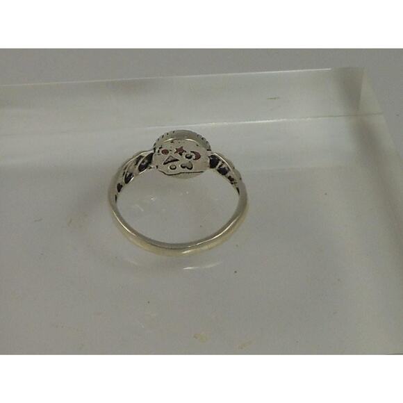 925 Sterling Silver Pink Cat's Eye Dolphin Ring NOS Size 9 Vintage Chrysoberyl - Picture 5 of 9